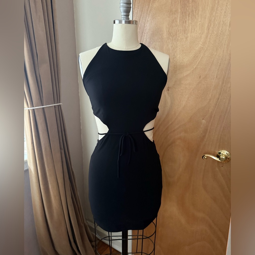 Symphony Black Cutout Halter Bodycon Dress